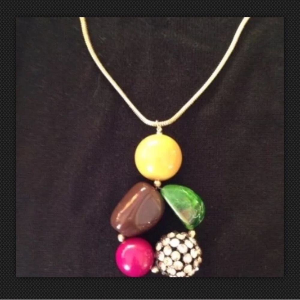 New Anthropologie Lucero Celeste Michelle Necklace Crystal Resin Oversized Beads